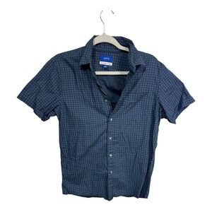 APT.9 Navy Geometric‎ Button Down Shirt HeiQ Smart Temp Men's Small Casual